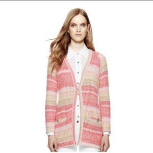 Tory Burch Erin Pink Striped Cardigan Sweater XS